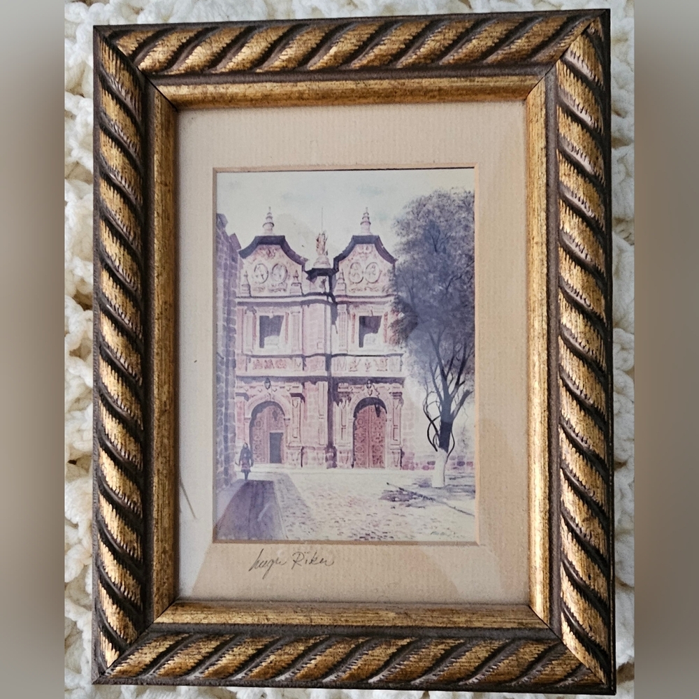 Signed Hugh Riker Art Print San Miguel de Allende Gto. Mexico Villa Street View